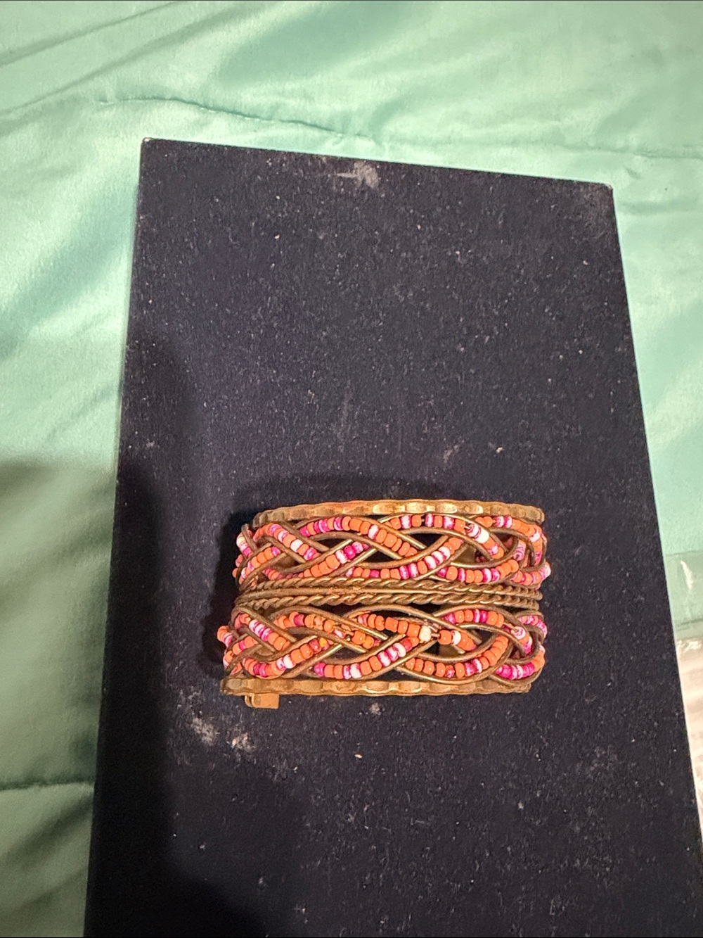 Boho Multi-Strand Pink and Orange Braided Wrap Bracelet